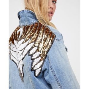 ISO Free people Glam Embellished Denim Jacket
